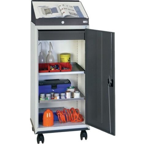 Set di armadietti attrezzi con pensile H1310xL500xP500mm grigio chiaro/grigio