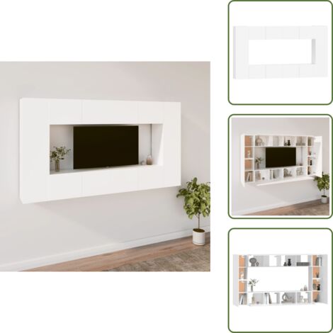 Set di arredamento TV - vidaXL Set Mobili Porta TV 8pz Bianco in Legno Multistrato -