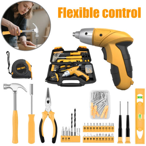 Set di attrezzi da 112 pezzi - Include un trapano/avvitatore a batteria da 3,6 V, una custodia e un set di punte. Ideale per gli appassionati del fai da te e per chi ama il bricolage.