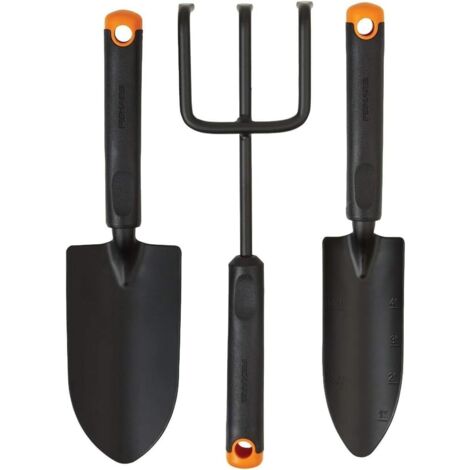 Set di attrezzi da giardino da 3 pezzi: pala, trapiantatrice, coltivatore, testa in acciaio antiruggine, impugnatura ergonomica per piantare, scavare e arieggiare il terreno