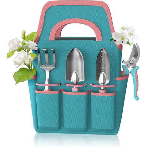 Set di attrezzi da giardino, set di attrezzi da giardino da 6 pezzi, confezione regalo per giardinaggio antiruggine con borsa portaoggetti resistente, regalo ideale per giardinieri, uomini e donne.