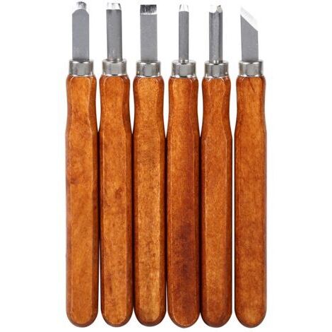 Set di attrezzi per intaglio del legno, coltello, mini scalpelli in acciaio con manico, kit per lavori manuali (6 pezzi).