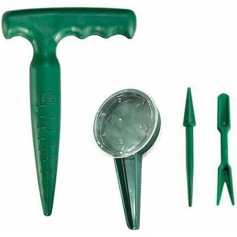 Set di attrezzi per piantare bulbi da 4 pezzi, include attrezzo manuale da giardino, distributore di semi di fiori per piante, trapiantatrice, perforatore da giardinaggio