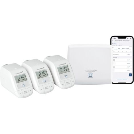 Set di Avvio per Casa Intelligente HOMEMATIC IP Riscaldamento (Bianco) con Access Point HMIP-HAP e 3 Termostati Radiatore HOMEMATIC IP