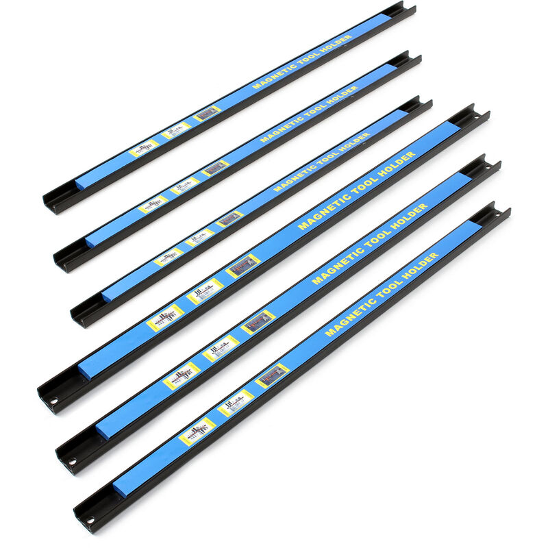 Image of Set di barre magnetiche 6x61 cm Barra porta utensili a parete in acciaio per officina - blau