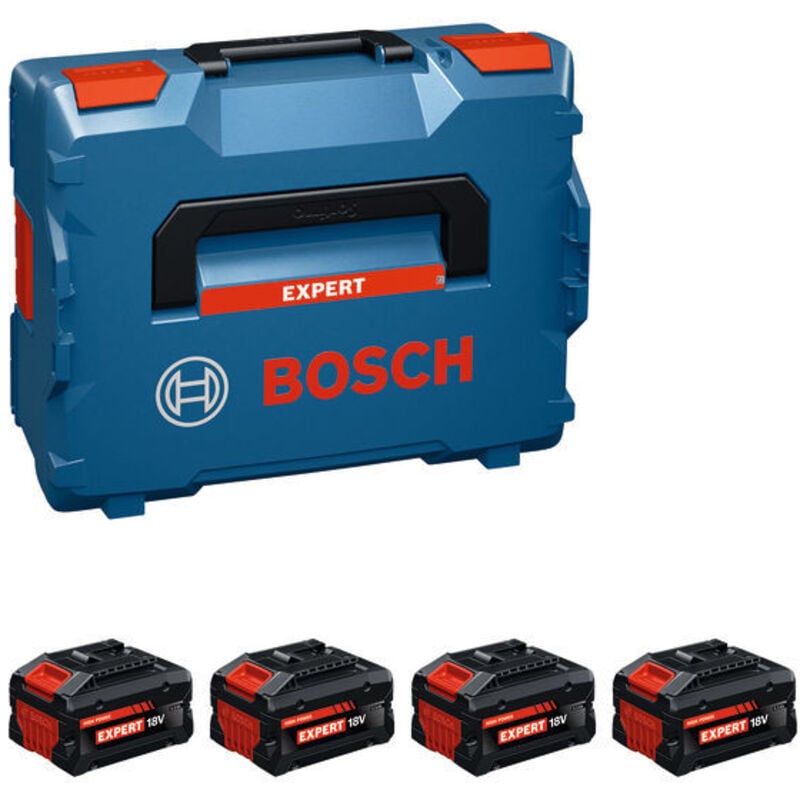 Set di batterie Bosch ad alte prestazioni 4x EXBA18V-55, 5,5 Ah in L-BOXX