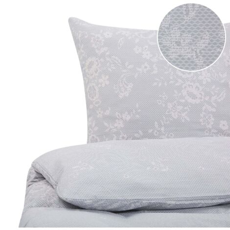 Set di biancheria da letto 200 x 240 cm in cotone motivo floreale grigio e bianco Morningside