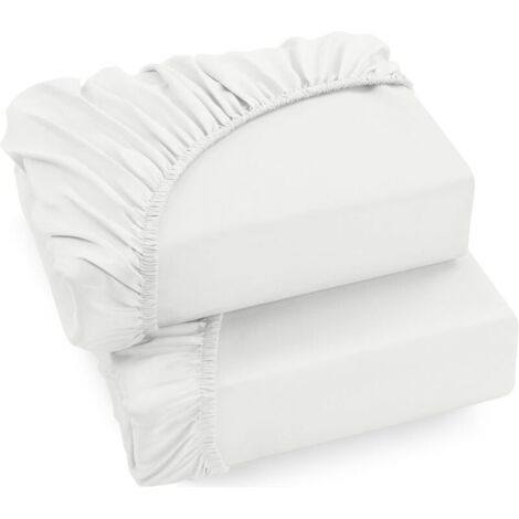 Set di biancheria da letto con 2 lenzuola con angoli - Bianco, 150 x 200 cm - Tasche profonde 35 cm per materassi spessi - Microfibra spazzolata