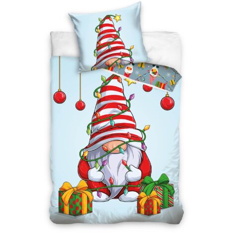 Set di biancheria da letto natalizia Leprechaun Gifts Blu 160x200 100% cotone