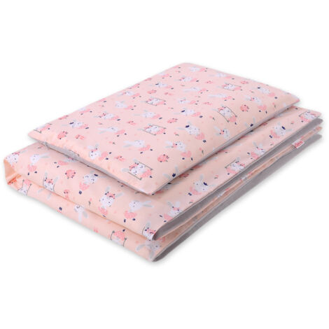 Set di biancheria da letto per bambini in cotone double-face, 2 pezzi - coniglietti ballerine rosa
