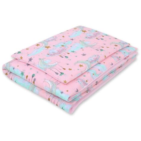 Set di biancheria da letto per bambini in cotone double-face, 2 pezzi - lune rosa
