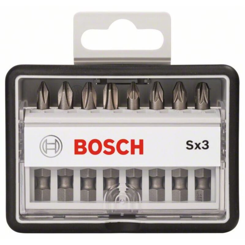 Set di bit di avvitamento Set robusto linea SX Extra-Hard. 8 pezzi. 49 mm. PH. Pz.
