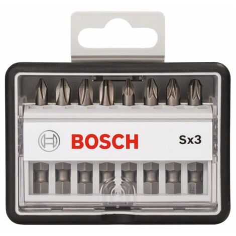 Set di bit di avvitamento Set robusto linea SX Extra-Hard. 8 pezzi. 49 mm. PH. Pz.