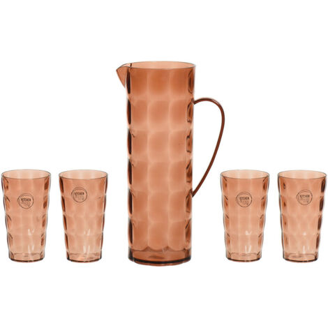 Set di brocche con bicchieri EDM 869702 Marrone Plastica riciclata 5 Pezzi