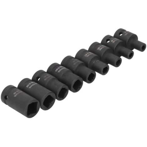 Set di bussole a impatto da 9 pezzi, testa a bussola per chiave a impatto elettrica, misure M6-M24, bussola a impatto pneumatica universale da 1/2", acciaio al molibdeno CR