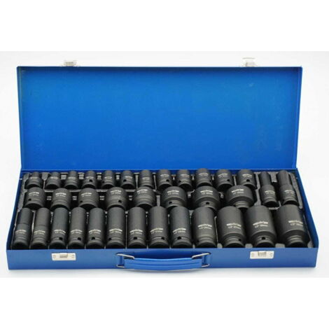 Set di bussole a impatto in Cr-Mo, corte e lunghe, 1/2", 35 pezzi AD-35KD