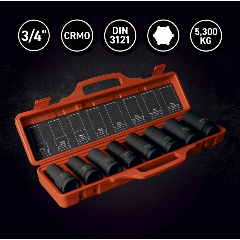 Set di bussole a impatto lungo 3/4