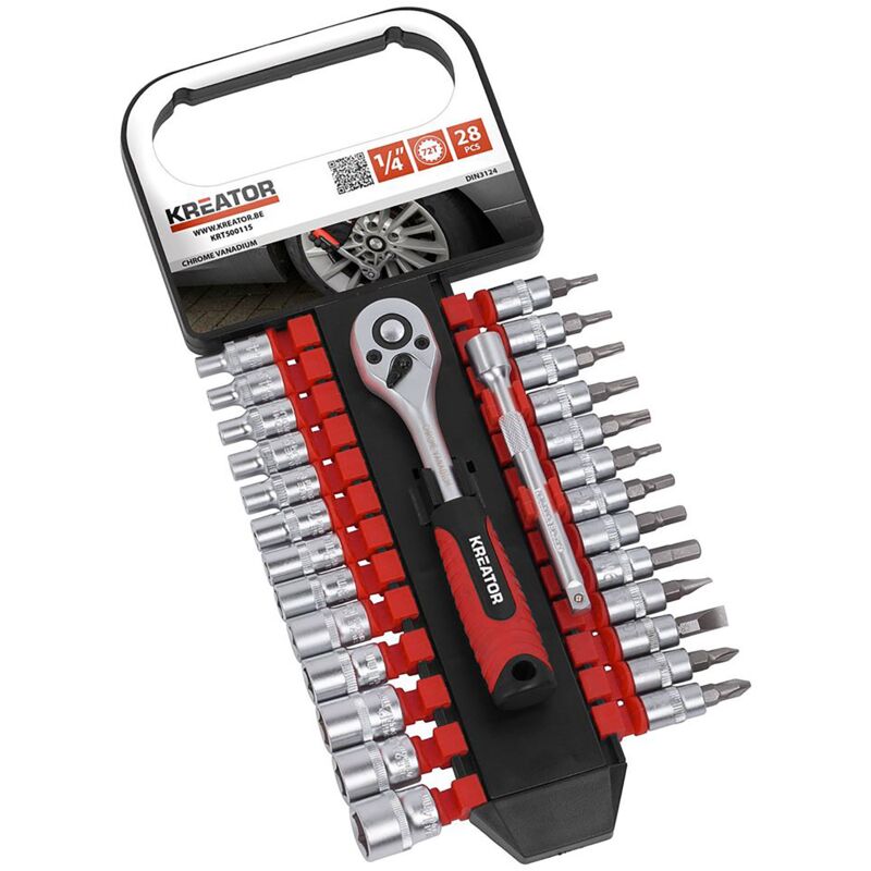 Set di punte e bussole 1/4 Kreator 28 pezzi