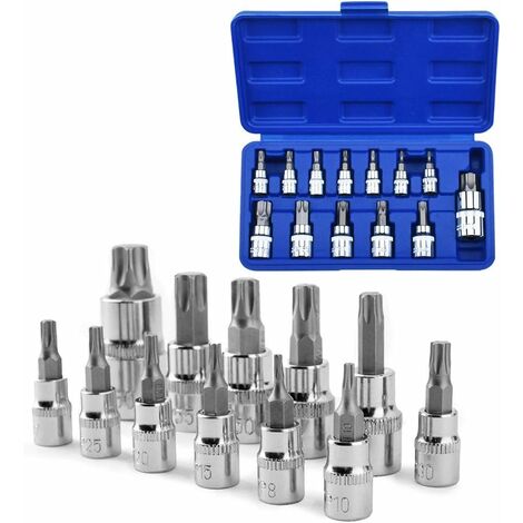 Set di bussole da 13 pezzi da 1/4" 3/8" e 1/2" T8-T70