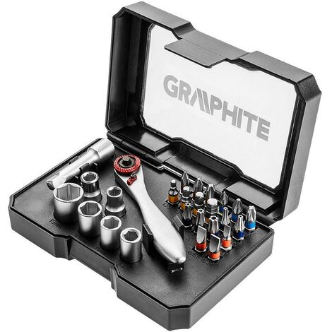 Set di bussole e punte per cacciavite  26 pezzi topex 56h604
