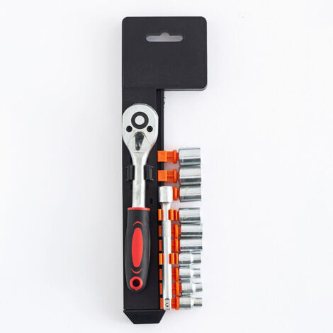 Set di bussole metriche KZQ da 1/4 di pollice, attacco a cricchetto, impugnatura a bussola con funzione di sgancio rapido, 12 pezzi, attacco metrico da 4 a 13 mm con chiave a cricchetto