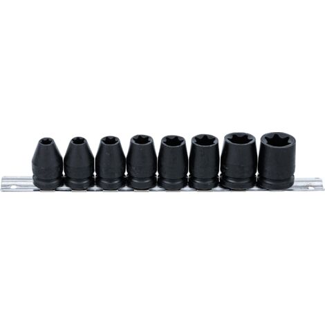 Set di bussole profilo E  12,5 mm (1/2")  E10 - E24  8 pz.