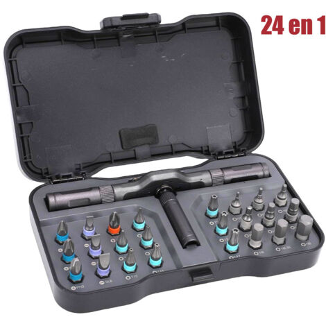 Set di cacciaviti a cricchetto 24 in 1 con punte magnetiche per cacciavite, impugnatura a cricchetto a T rimovibile