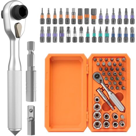 Set di cacciaviti a cricchetto magnetici portatili 42 in 1 con impugnatura rotante rimovibile e 40 punte in lega S2, kit di strumenti di riparazione