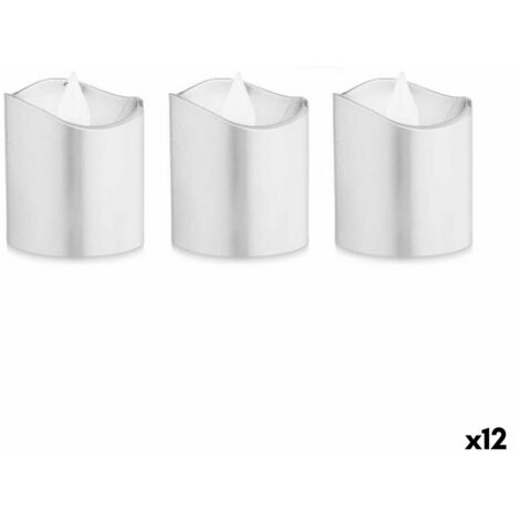 Set di Candele 4 x 4 x 3,7 cm Argentato (12 Unità)