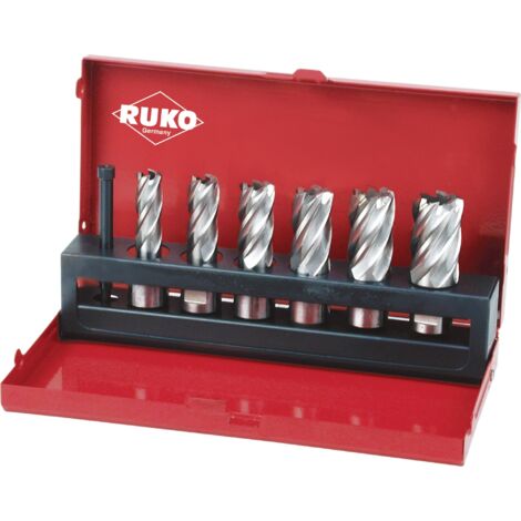 Set di carotatrici 7 pezzi D. 12-22mm HSS taglio T.30mm Weldon RUKO