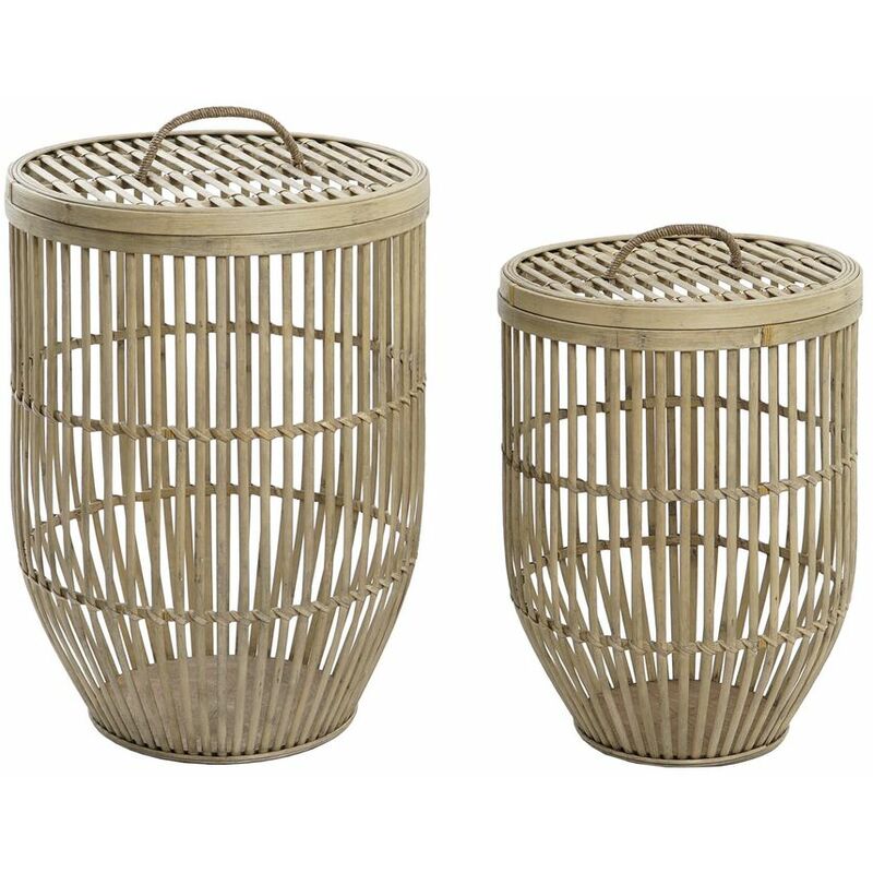 Dkd Home Decor - Set di Cestini Bambù (40 x 40 x