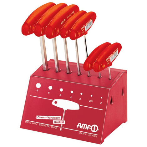 Set di chiavi a bussola 906Q WM7, 7 pezzi, a bussola da 2 a 8 mm, con supporto da banco