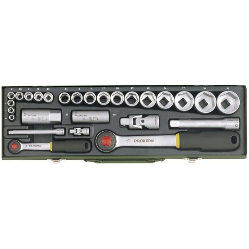 Image of Serie di chiavi a bussola da 1/4 e 1/2 con cricchetto 27 pezzi Proxxon 23020