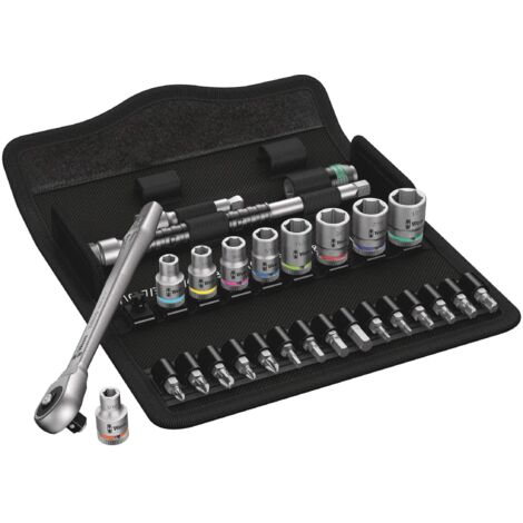 Set di chiavi a bussola e punte per avvitare 1/4" WERA 8100 SA Zyklop Metal Imp, 28 pezzi