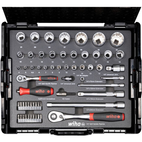 Set di chiavi a bussola e punte Wiha 1/4" e 1/2" 60 pz. incl. L-Boxx (44685)