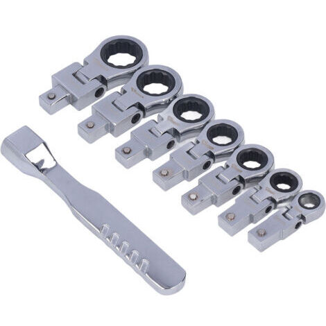 Set di chiavi a cricchetto con testa flessibile, set di 8 chiavi a cricchetto in acciaio legato con testa a cricchetto metrica da 8 a 19 mm per la manutenzione di tubi.
