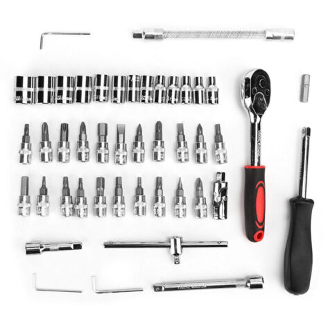 Set di chiavi a cricchetto SJLERST, kit di chiavi a bussola da 46 pezzi, cricchetto con attacco da 1/4 di pollice, attrezzo metrico per officina e riparazione auto.
