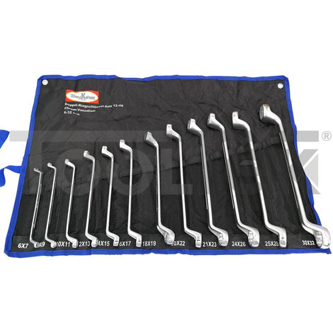 SET DI CHIAVI A DOPPIO ANELLO 75° A GOMITO 6-32mm 12pz