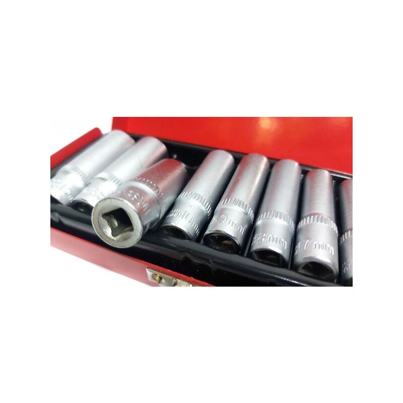Set di chiavi bussola lunghe da 1/4 chrome vanadium 5 - 13 mm 9 pezzi candelette