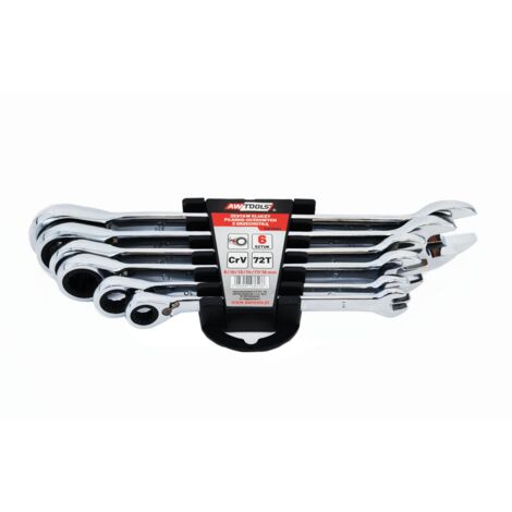 SET DI CHIAVI COMBINATE A CRICCHETTO AWTOOLS 6 pezzi 8-19 mm