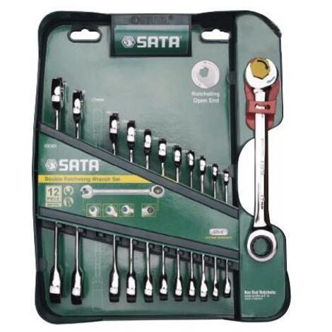 SET DI CHIAVI COMBINATE A DOPPIO CRICCHETTO SATA 12 pz.