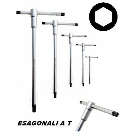 Set chiavi esagonali a T con aggancio multiplo asta scorrevole 9 pz - 2,5 a  10mm