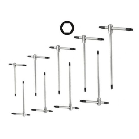 Set di chiavi esagonali a T con aggancio multiplo ed asta scorrevole 6 pezzi 2,5-10mm Cromo Vanadio