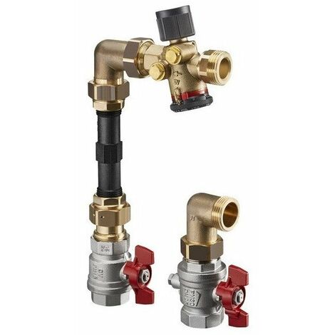 Set di collegamento contatore di calore con Cocon QTZ, forma angolare, DN 25 180 - 1300 l/h OVENTROP
