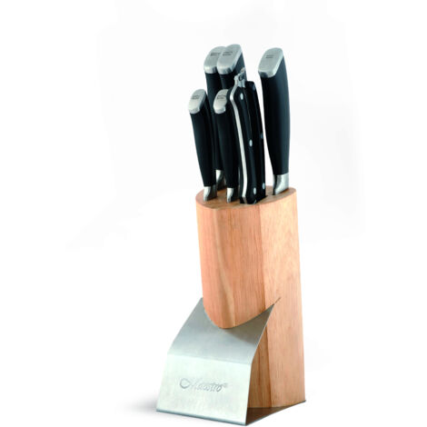 Set di coltelli, 7 pezzi in un blocco con supporto MAESTRO MR-1421