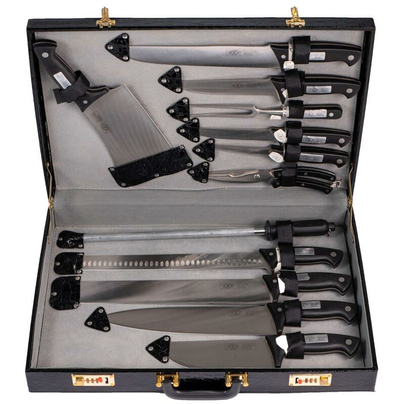 Image of AMC - Set di coltelli da cucina da 12 pezzi acciaio inox e manico ergonomico rivettato