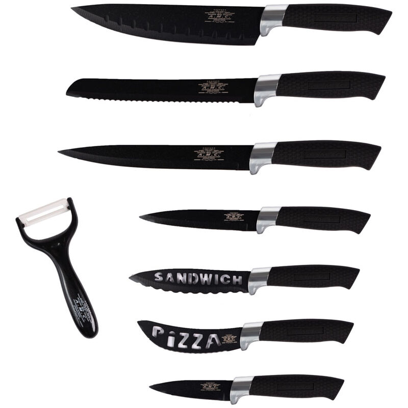 Image of Set di coltelli piu' pelapatate colore nero 8 pezzi di alta qualita'