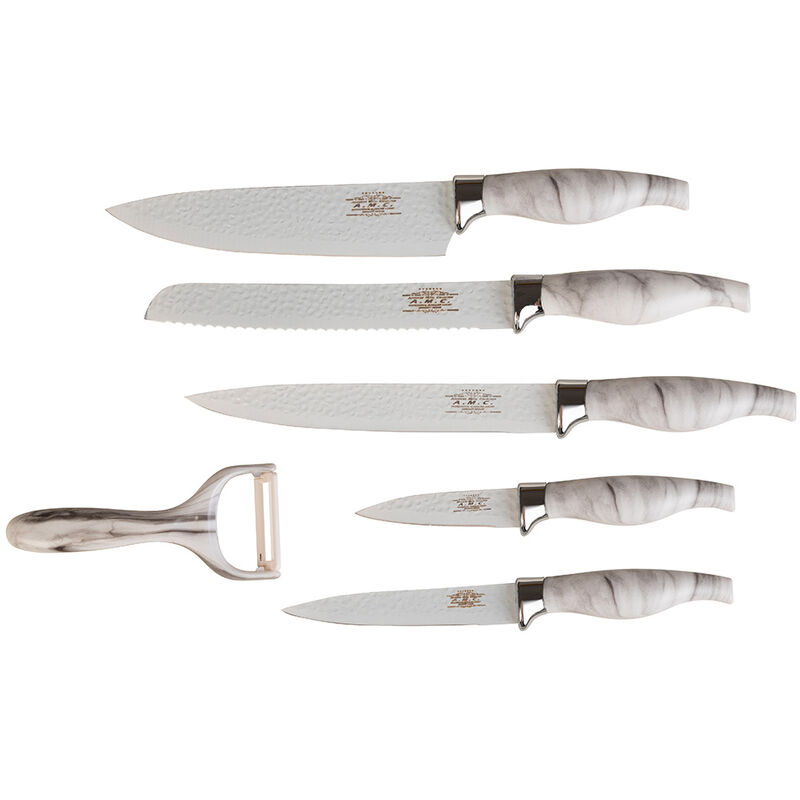 Image of Set di coltelli piu' pelapatate colore marmo 6 pezzi di alta qualita'