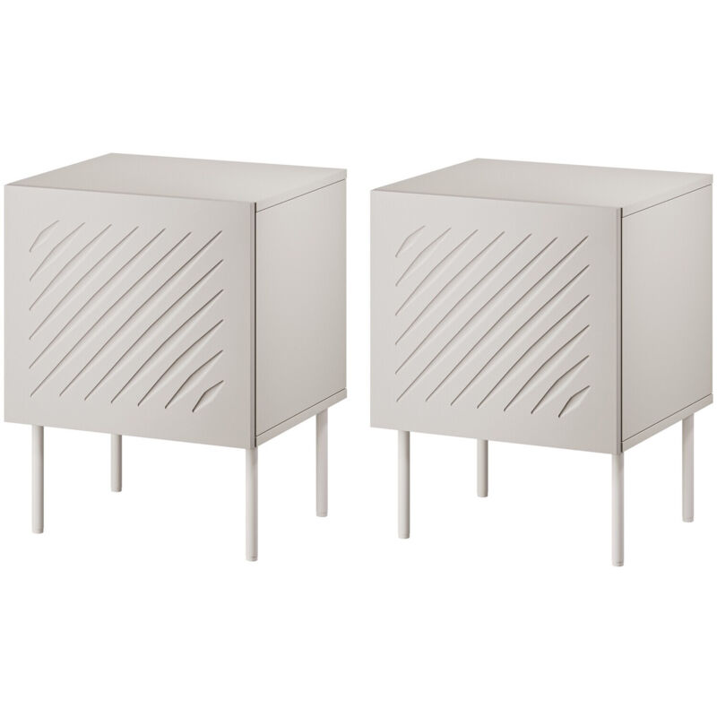 Set di comodini Tolfelo 104, Beige, Numero di cassetti: 0, Il numero di porte: 0, 59x45x40cm, Truciolare laminato, Pannello di fibra a media densità