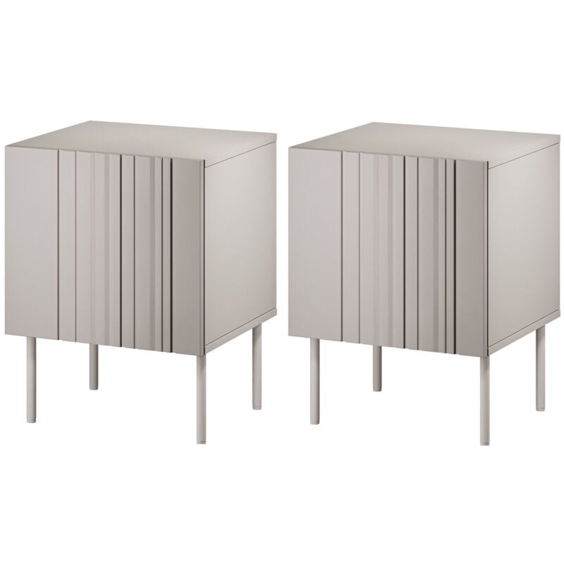 Set di comodini Evavese 104, Beige, Numero di cassetti: 0, Il numero di porte: 0, 59x45x40cm, Pannello di fibra a media densità, Truciolare laminato